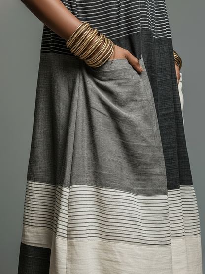 The Élise – Striped Linen Maxi Dress with Pockets | Women's Summer Dress | Solane Maison