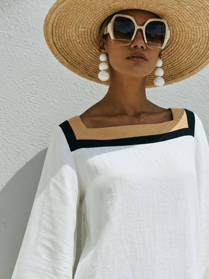 The Odile – Square-Neck Patchwork Maxi Dress | Relaxed Summer Dress | Solane Maison