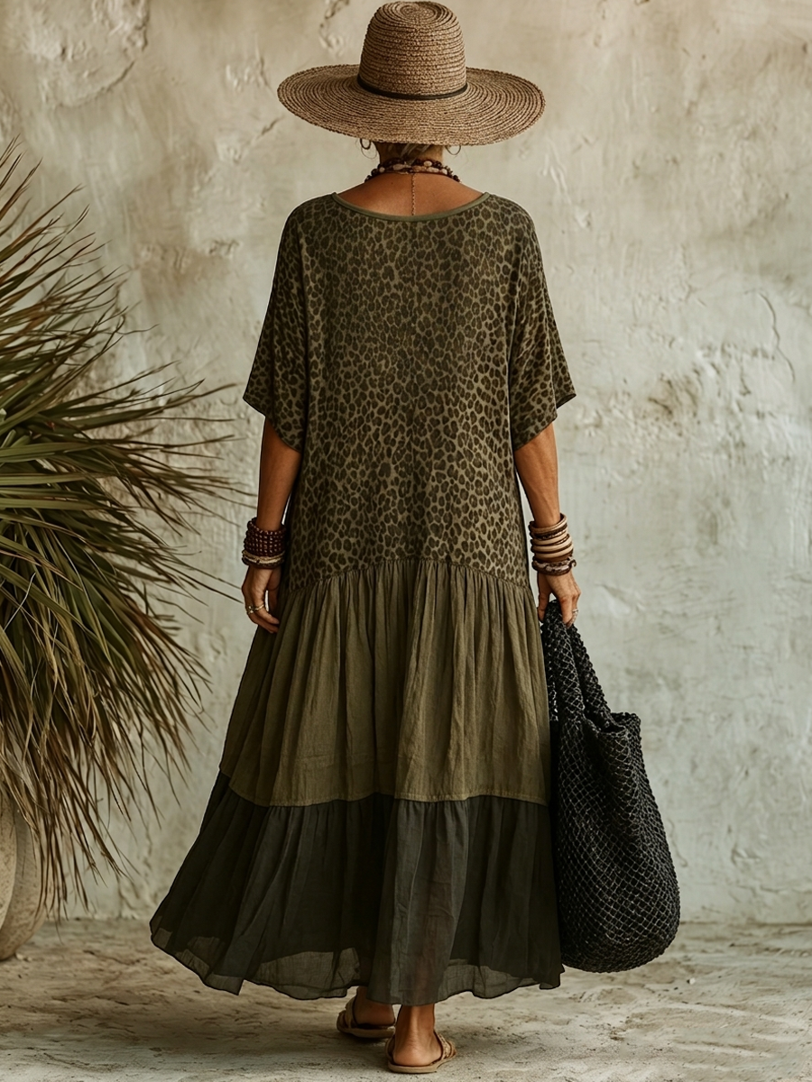 The Léa – Spliced Print V-Neck Maxi Dress | Women's Summer Dress | Solane Maison