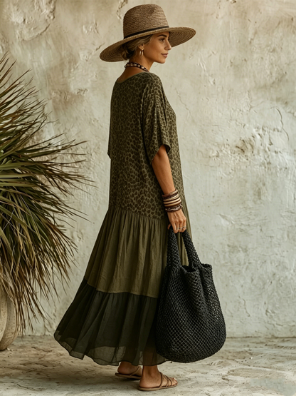 The Léa – Spliced Print V-Neck Maxi Dress | Women's Summer Dress | Solane Maison