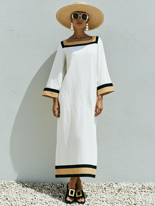 The Odile – Square-Neck Patchwork Maxi Dress | Relaxed Summer Dress | Solane Maison
