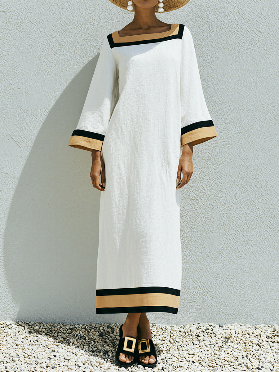 The Odile – Square-Neck Patchwork Maxi Dress | Relaxed Summer Dress | Solane Maison