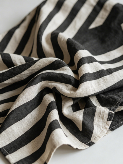 The Adèle – Striped Cotton-Linen Henley Shirt | Women's Long-Sleeve Top | Solane Maison