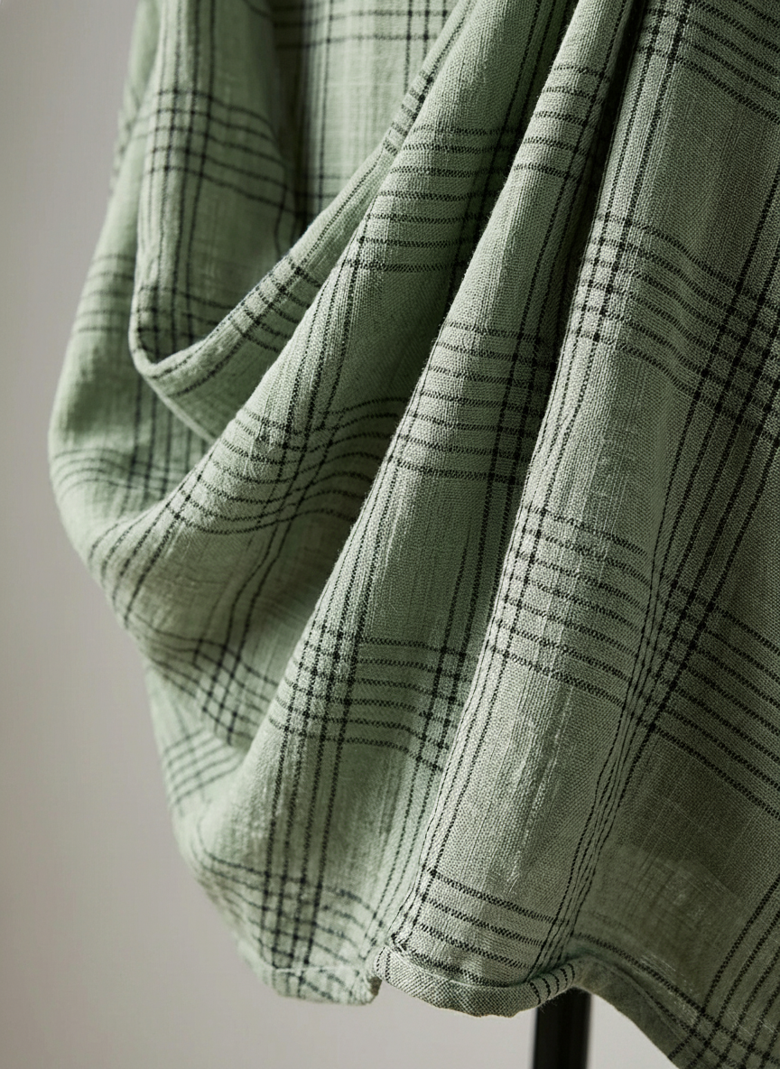 The Colette – Cotton-Linen Plaid Shirt Midi Dress | Solane Maison