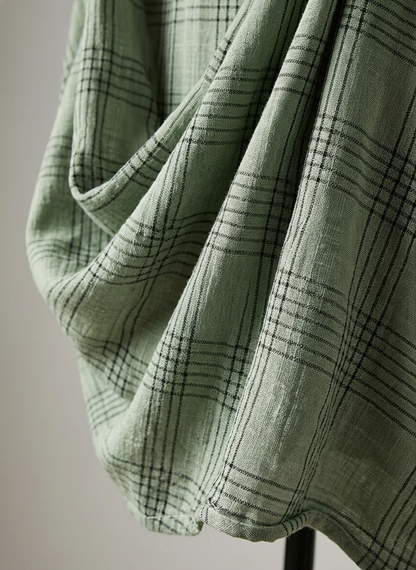 The Colette – Cotton-Linen Plaid Shirt Midi Dress | Solane Maison